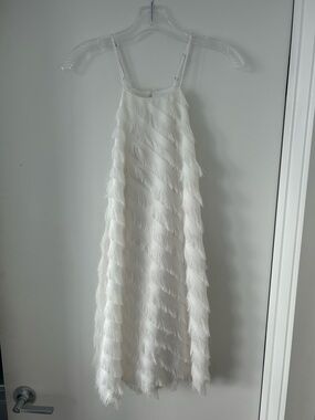 The Impeccable Pig White Feather-Trim Dress